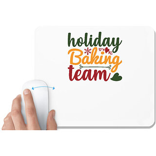                       UDNAG White Mousepad 'Christmas | holiday baking team' for Computer / PC / Laptop [230 x 200 x 5mm]                                              