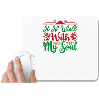                       UDNAG White Mousepad 'Christmas | it is well with my soul' for Computer / PC / Laptop [230 x 200 x 5mm]                                              