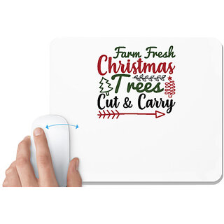                       UDNAG White Mousepad 'Christmas | farm fresh christmas trees cut and carry' for Computer / PC / Laptop [230 x 200 x 5mm]                                              