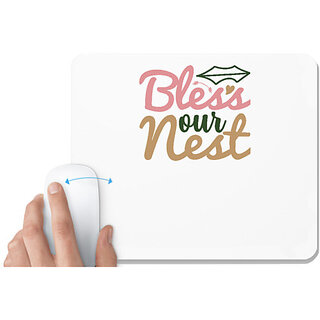                       UDNAG White Mousepad 'Christmas | bless our nest' for Computer / PC / Laptop [230 x 200 x 5mm]                                              