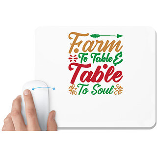                      UDNAG White Mousepad 'Christmas | farm to table table to soul' for Computer / PC / Laptop [230 x 200 x 5mm]                                              