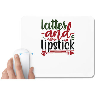                       UDNAG White Mousepad 'Christmas | lattes and lipstick' for Computer / PC / Laptop [230 x 200 x 5mm]                                              