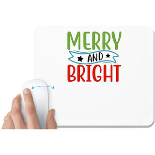                       UDNAG White Mousepad 'Christmas | merry and bright1' for Computer / PC / Laptop [230 x 200 x 5mm]                                              