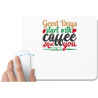                       UDNAG White Mousepad 'Christmas | good day start with coffee and you' for Computer / PC / Laptop [230 x 200 x 5mm]                                              