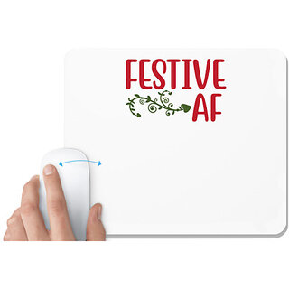                       UDNAG White Mousepad 'Christmas | Festive af' for Computer / PC / Laptop [230 x 200 x 5mm]                                              