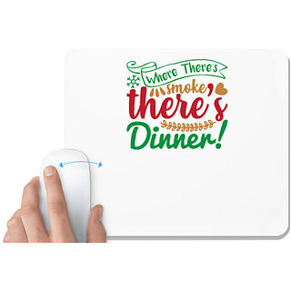                       UDNAG White Mousepad 'Christmas | where there's smoke there's dinner' for Computer / PC / Laptop [230 x 200 x 5mm]                                              