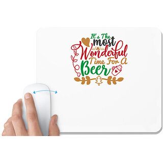                       UDNAG White Mousepad 'Christmas | it is most wonderful time for a beer' for Computer / PC / Laptop [230 x 200 x 5mm]                                              