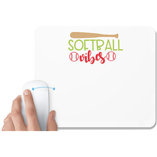                       UDNAG White Mousepad 'Softball | softball vibes' for Computer / PC / Laptop [230 x 200 x 5mm]                                              