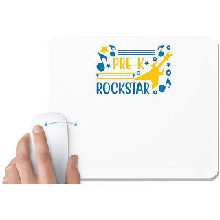                       UDNAG White Mousepad 'Student teacher | Pre-k rockstar' for Computer / PC / Laptop [230 x 200 x 5mm]                                              