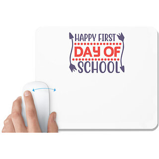                       UDNAG White Mousepad 'Student teacher | Happy first day of school' for Computer / PC / Laptop [230 x 200 x 5mm]                                              