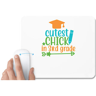                       UDNAG White Mousepad 'Student teacher | cutest chick in 3rd grade' for Computer / PC / Laptop [230 x 200 x 5mm]                                              