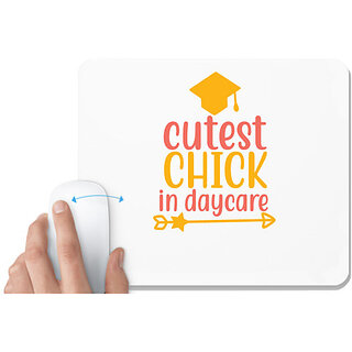                       UDNAG White Mousepad 'Student teacher | cutest chick in day care' for Computer / PC / Laptop [230 x 200 x 5mm]                                              