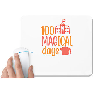                       UDNAG White Mousepad 'Student teacher | 100 magical daysss' for Computer / PC / Laptop [230 x 200 x 5mm]                                              
