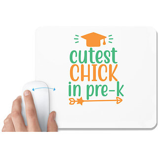                       UDNAG White Mousepad 'Student teacher | cutest chick in pre-k' for Computer / PC / Laptop [230 x 200 x 5mm]                                              