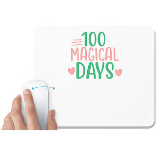                       UDNAG White Mousepad 'Student teacher | 100 magical dayss' for Computer / PC / Laptop [230 x 200 x 5mm]                                              