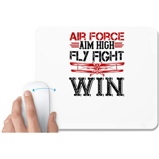                       UDNAG White Mousepad 'Airforce | air force aim high fly fight win' for Computer / PC / Laptop [230 x 200 x 5mm]                                              