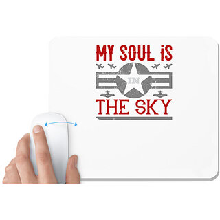                       UDNAG White Mousepad 'Airforce | my soul is in the sky' for Computer / PC / Laptop [230 x 200 x 5mm]                                              