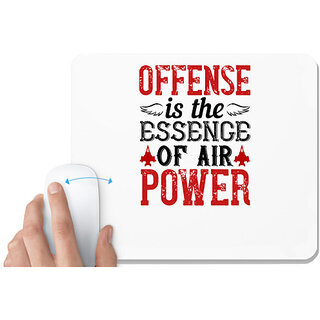                       UDNAG White Mousepad 'Airforce | Offense is the essence of air power' for Computer / PC / Laptop [230 x 200 x 5mm]                                              