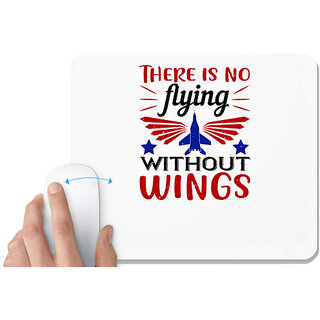                       UDNAG White Mousepad 'Airforce | There is no flying without wings' for Computer / PC / Laptop [230 x 200 x 5mm]                                              