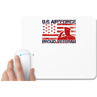                       UDNAG White Mousepad 'Airforce | us air force proud veteran' for Computer / PC / Laptop [230 x 200 x 5mm]                                              