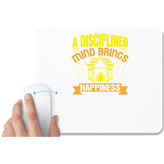                       UDNAG White Mousepad 'Disciplined | A disciplined mind brings happiness' for Computer / PC / Laptop [230 x 200 x 5mm]                                              
