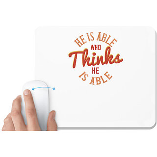                       UDNAG White Mousepad 'Buddhism | He is able who thinks he is able' for Computer / PC / Laptop [230 x 200 x 5mm]                                              