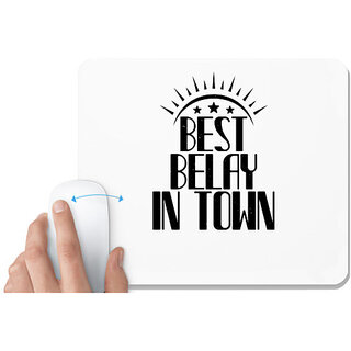                       UDNAG White Mousepad 'Climbing | Best belay in town' for Computer / PC / Laptop [230 x 200 x 5mm]                                              