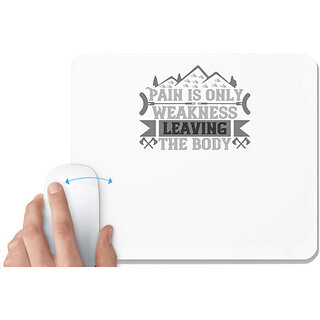                       UDNAG White Mousepad 'Climbing | Pain is only weakness leaving the body' for Computer / PC / Laptop [230 x 200 x 5mm]                                              
