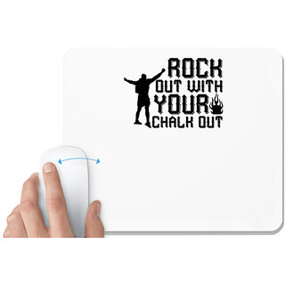                       UDNAG White Mousepad 'Climbing | rock out with your chalk out' for Computer / PC / Laptop [230 x 200 x 5mm]                                              