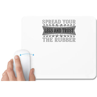                       UDNAG White Mousepad 'Climbing | Spread your legs and trust the rubber' for Computer / PC / Laptop [230 x 200 x 5mm]                                              