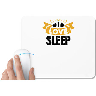                       UDNAG White Mousepad 'Sleeping | I love sleep' for Computer / PC / Laptop [230 x 200 x 5mm]                                              