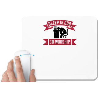                       UDNAG White Mousepad 'Sleeping | Sleep Go worship' for Computer / PC / Laptop [230 x 200 x 5mm]                                              
