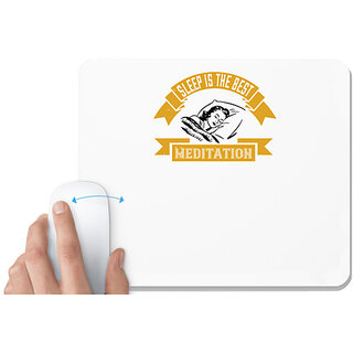                       UDNAG White Mousepad 'Sleeping | Sleep is the best meditation' for Computer / PC / Laptop [230 x 200 x 5mm]                                              