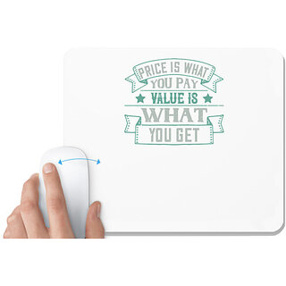                       UDNAG White Mousepad 'Car | Price is what you pay. Value is what you get' for Computer / PC / Laptop [230 x 200 x 5mm]                                              