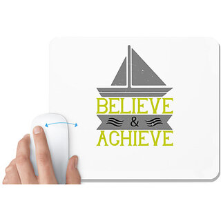                       UDNAG White Mousepad 'Boating | Believe & Achieve' for Computer / PC / Laptop [230 x 200 x 5mm]                                              