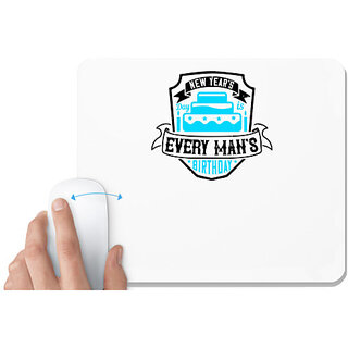                       UDNAG White Mousepad 'Birthday | New Year's Day is every man's birthday' for Computer / PC / Laptop [230 x 200 x 5mm]                                              
