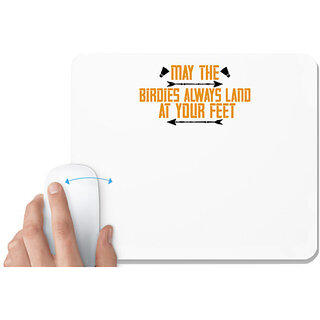                       UDNAG White Mousepad 'Badminton | May the birdies always land at your feet' for Computer / PC / Laptop [230 x 200 x 5mm]                                              