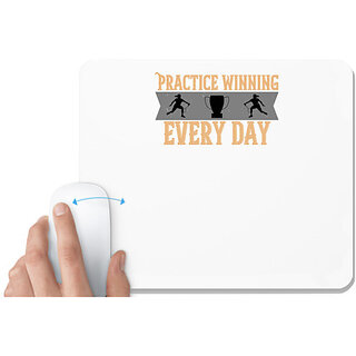                       UDNAG White Mousepad 'Badminton | Practice winning every day' for Computer / PC / Laptop [230 x 200 x 5mm]                                              