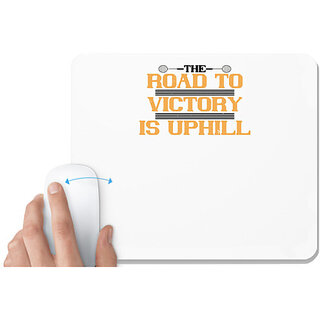                       UDNAG White Mousepad 'Badminton | The road to victory is uphill' for Computer / PC / Laptop [230 x 200 x 5mm]                                              