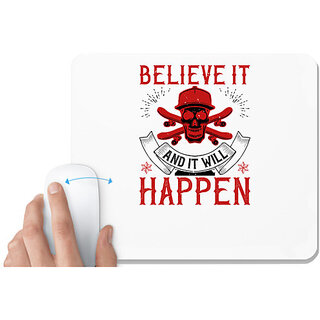                       UDNAG White Mousepad 'Team Coach | Believe it and it will happen' for Computer / PC / Laptop [230 x 200 x 5mm]                                              