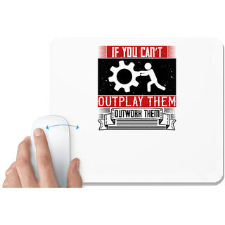                       UDNAG White Mousepad 'Team Coach | If you cant outplay them, outwork them' for Computer / PC / Laptop [230 x 200 x 5mm]                                              