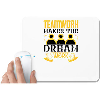                       UDNAG White Mousepad 'Team Coach | Teamwork makes the dream work' for Computer / PC / Laptop [230 x 200 x 5mm]                                              