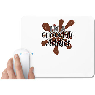                       UDNAG White Mousepad 'Chocolate | I'm a chocolate addict' for Computer / PC / Laptop [230 x 200 x 5mm]                                              
