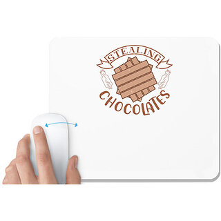                       UDNAG White Mousepad 'Chocolate | stealing chocolates' for Computer / PC / Laptop [230 x 200 x 5mm]                                              