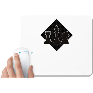                       UDNAG White Mousepad 'Chess | Chess pieces 8' for Computer / PC / Laptop [230 x 200 x 5mm]                                              