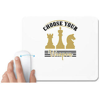                       UDNAG White Mousepad 'Chess | CHOOSE YOUR Weapon' for Computer / PC / Laptop [230 x 200 x 5mm]                                              