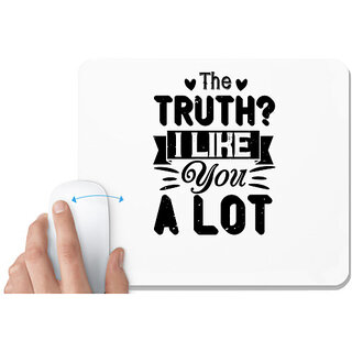                       UDNAG White Mousepad 'Couple | The truth I like you. A lot' for Computer / PC / Laptop [230 x 200 x 5mm]                                              