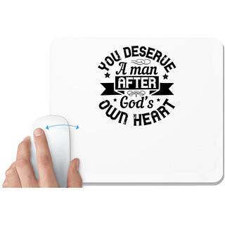                       UDNAG White Mousepad 'Couple | You deserve a man after own heart' for Computer / PC / Laptop [230 x 200 x 5mm]                                              