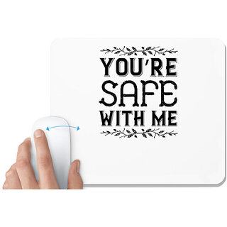                       UDNAG White Mousepad 'Couple | Youre safe with me' for Computer / PC / Laptop [230 x 200 x 5mm]                                              
