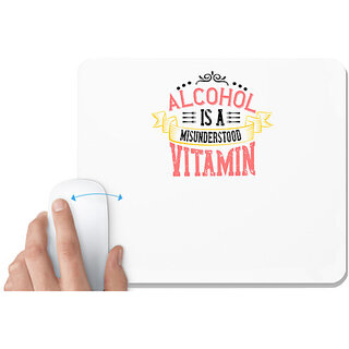                       UDNAG White Mousepad 'Cooking | Alcohol is a misunderstood vitamin' for Computer / PC / Laptop [230 x 200 x 5mm]                                              